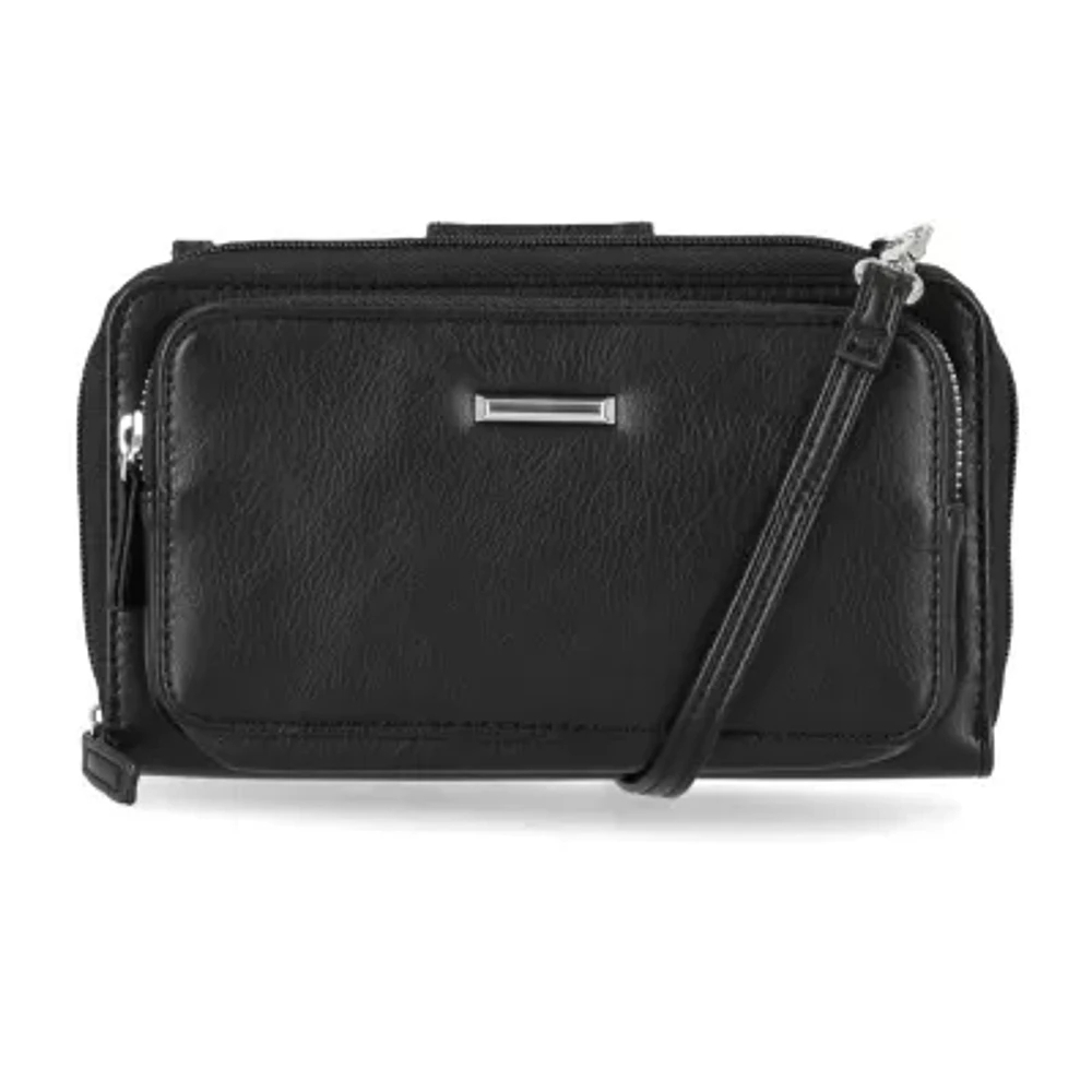 MUNDI Black Leather Wristlet